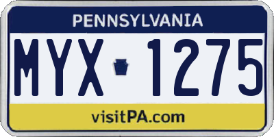 PA license plate MYX1275