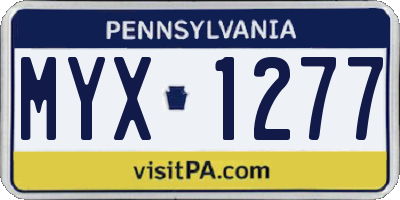 PA license plate MYX1277
