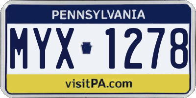 PA license plate MYX1278
