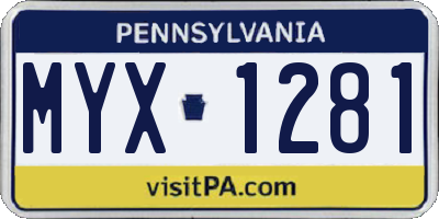 PA license plate MYX1281