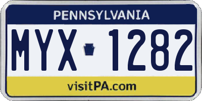 PA license plate MYX1282