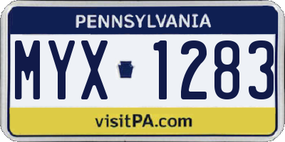 PA license plate MYX1283