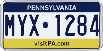 PA license plate MYX1284