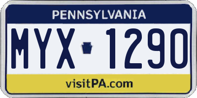 PA license plate MYX1290