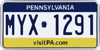PA license plate MYX1291