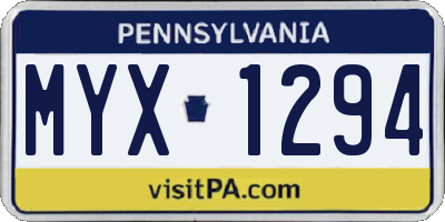 PA license plate MYX1294