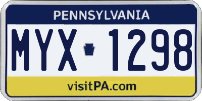 PA license plate MYX1298