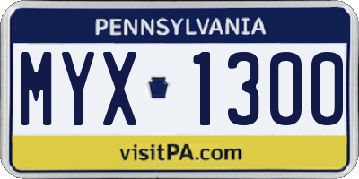 PA license plate MYX1300