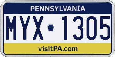 PA license plate MYX1305