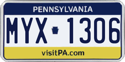 PA license plate MYX1306