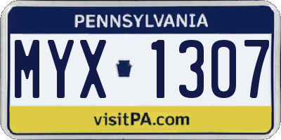 PA license plate MYX1307