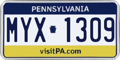 PA license plate MYX1309
