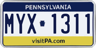 PA license plate MYX1311