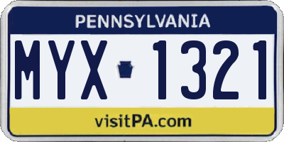 PA license plate MYX1321