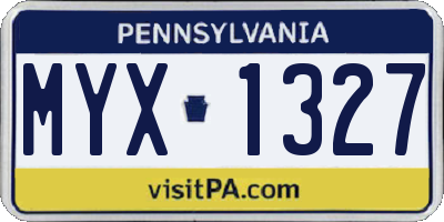 PA license plate MYX1327
