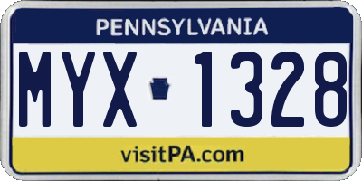 PA license plate MYX1328