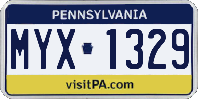 PA license plate MYX1329