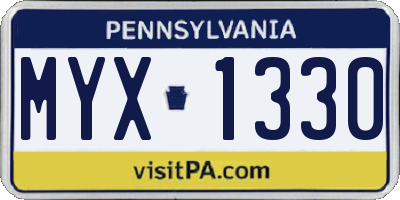 PA license plate MYX1330