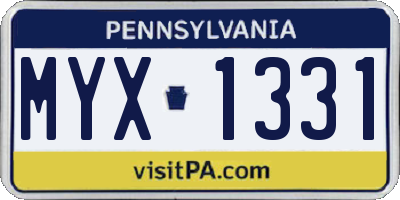 PA license plate MYX1331