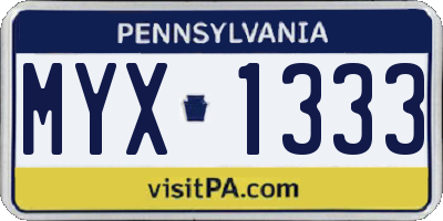 PA license plate MYX1333