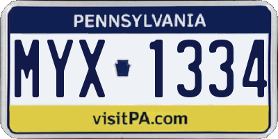 PA license plate MYX1334