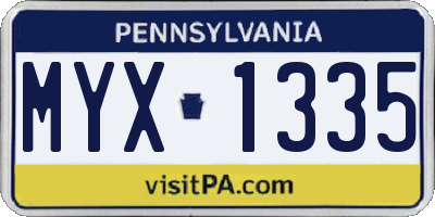 PA license plate MYX1335