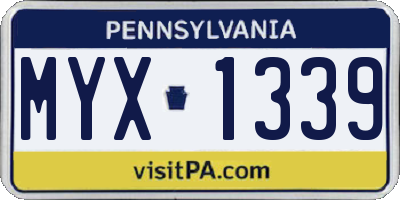 PA license plate MYX1339