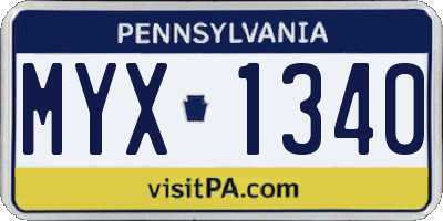 PA license plate MYX1340