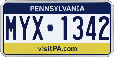 PA license plate MYX1342
