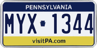 PA license plate MYX1344