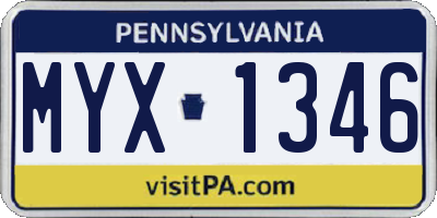PA license plate MYX1346