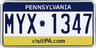 PA license plate MYX1347