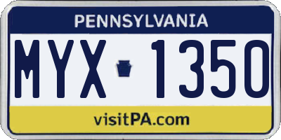 PA license plate MYX1350