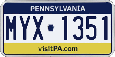 PA license plate MYX1351
