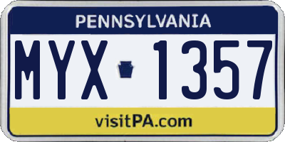 PA license plate MYX1357