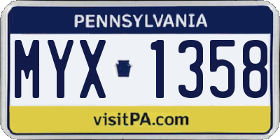 PA license plate MYX1358