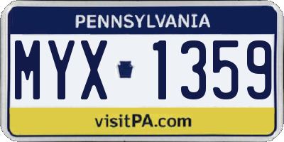 PA license plate MYX1359