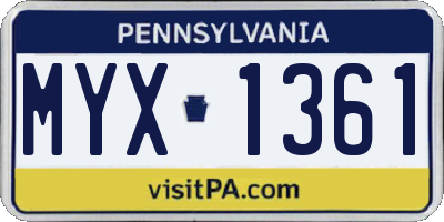 PA license plate MYX1361