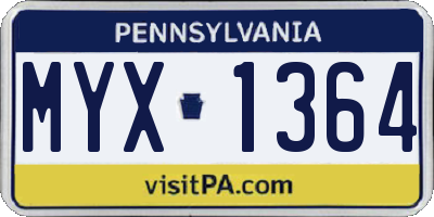 PA license plate MYX1364