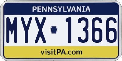 PA license plate MYX1366