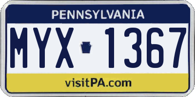 PA license plate MYX1367