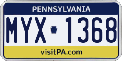 PA license plate MYX1368