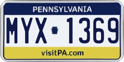 PA license plate MYX1369