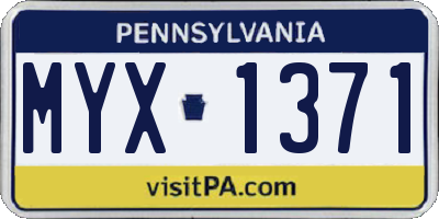 PA license plate MYX1371