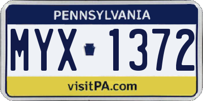 PA license plate MYX1372