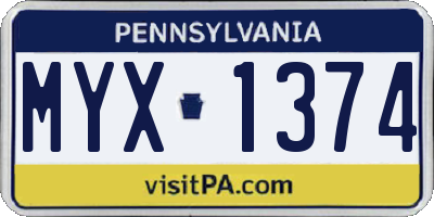 PA license plate MYX1374