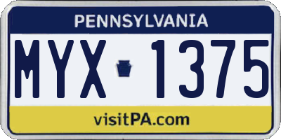PA license plate MYX1375