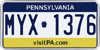 PA license plate MYX1376