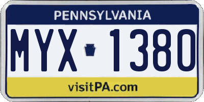 PA license plate MYX1380