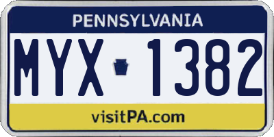 PA license plate MYX1382